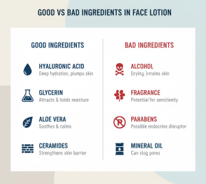 good and bad ingridient in face lotion